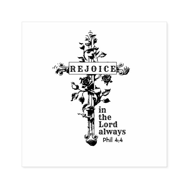 REJOICE IN THE LORD RELIGIOUS CROSS RUBBER STAMP (Imprint)