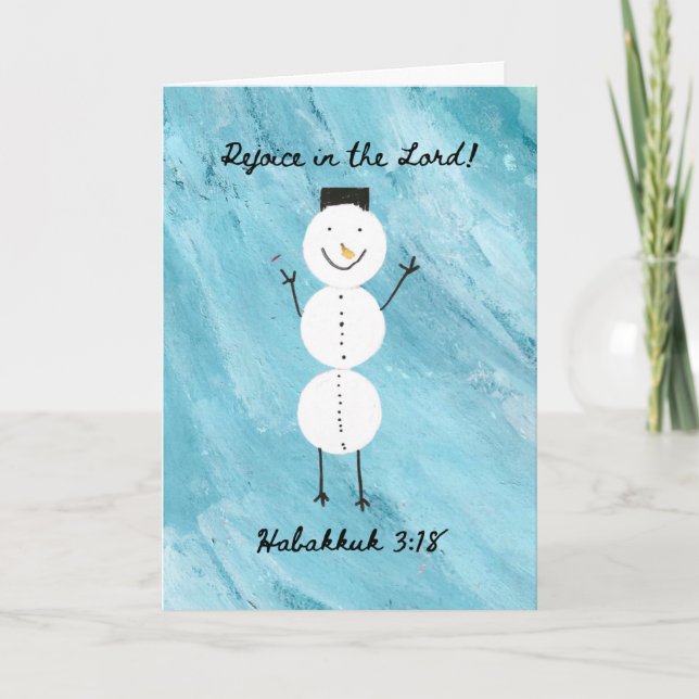 Rejoice in the Lord Snowman Holiday Card (Front)