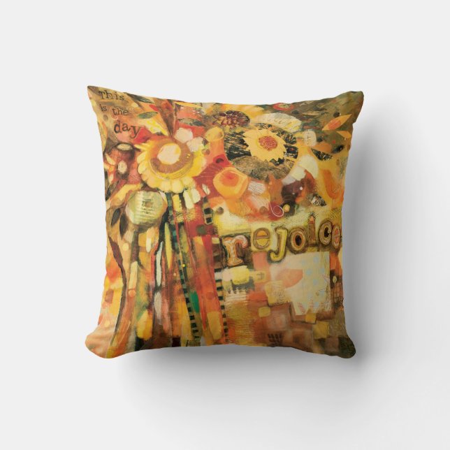 Rejoice! Mixed Media Decorative Art Pillow (Front)