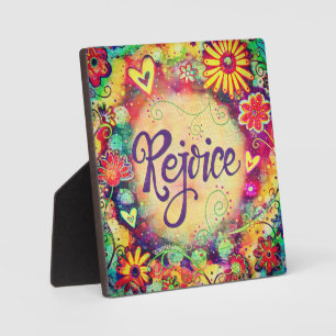 Rejoice Pretty Inspirational Floral Inspirivity  Plaque