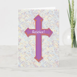 Rejoice Purple Rustic Cross Faith Easter Card
