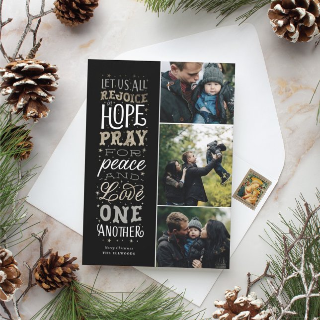 Rejoice Religious Faux Gold Foil Christmas Card (Creator Uploaded)