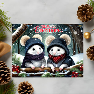 Rejoice Scripture Cute Christmas Mice Christian Holiday Card