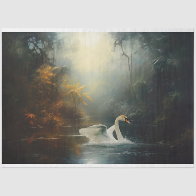 Rejuvenation One Swan In The Water Decoupage Tissue Paper (Front)