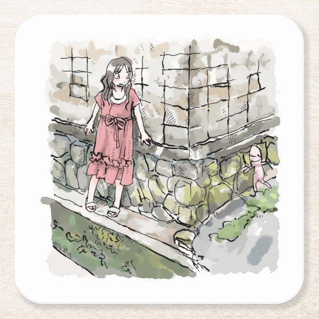 Rekushiji Square Paper Coaster (Front)