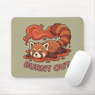 Relatable "Burnt Out" Red Panda – Cute Melted Aest Mouse Pad