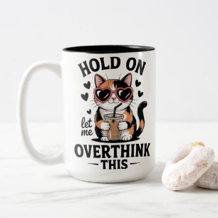 Relatable Calico Cat Iced Coffee Sticker Two-Tone Coffee Mug