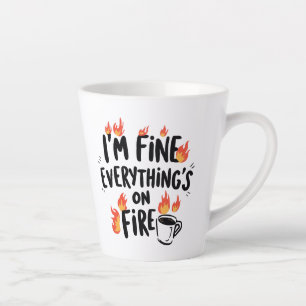 Relatable Dark Humour with Flames Latte Mug