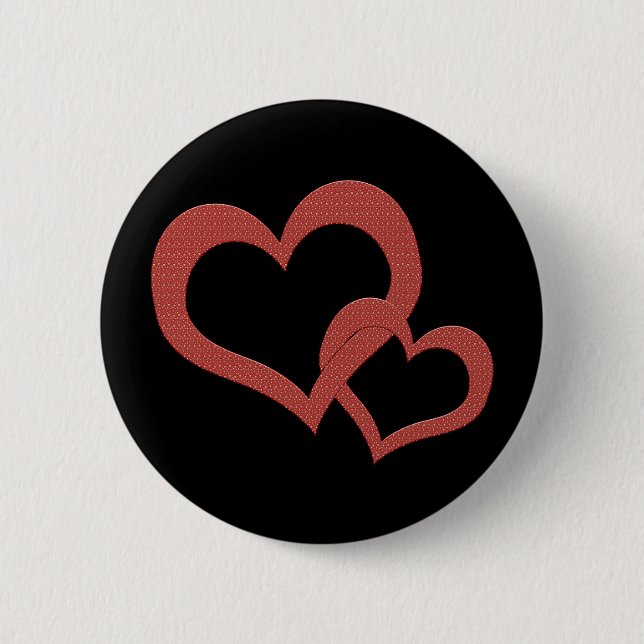 Related red hearts 6 cm round badge (Front)