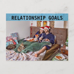 RELATIONSHIP GOALS CHRISTMAS CAT COUPLE POSTCARDS