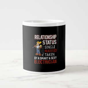 relationship status - taken by an electrician gift large coffee mug