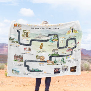 Relationship Story Timeline   Cute Personalised  Fleece Blanket