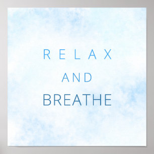 Relax And Breathe Motivational Quote Pastel  Poster