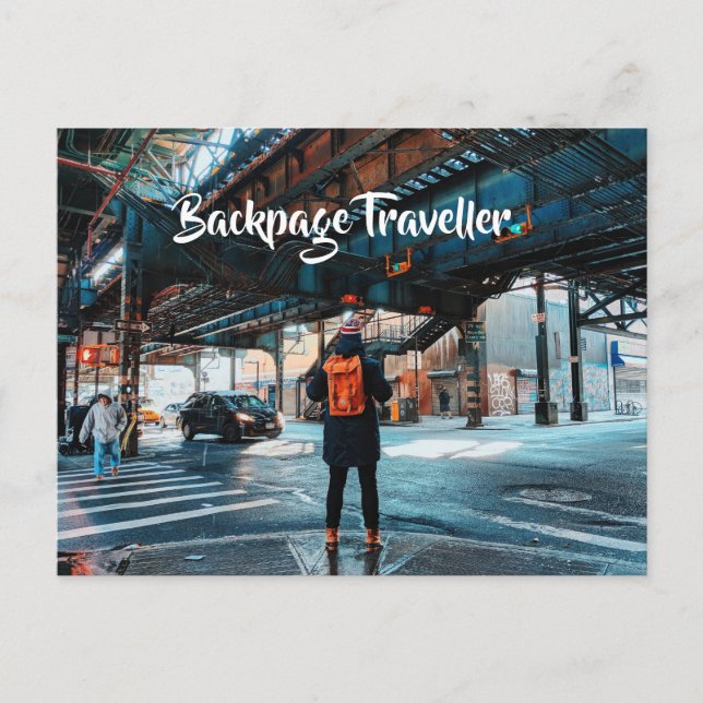 Relax And Enjoy Backpack Traveller Under Bridge  Holiday Postcard (Front)