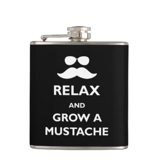 Relax and Grow a Moustache Hip Flask