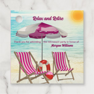 Relax and Retire Tropical Beach Chair Retirement Favour Tags