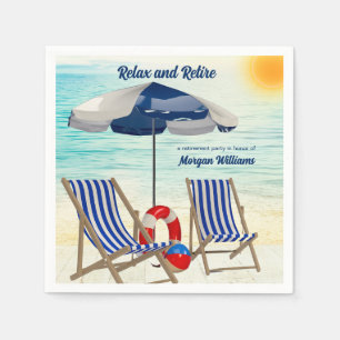 Relax and Retire Tropical Beach Chair Retirement Napkin