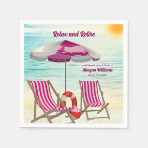 Relax and Retire Tropical Beach Chair Retirementn Napkin
