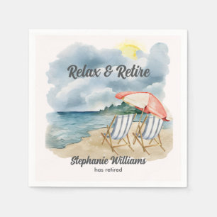 Relax and Retire Tropical Beach Chair Themed Party Napkin