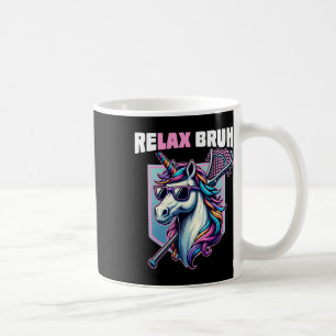 Relax Bro Bruh Funny Unicorn Lax Lacrosse Men Boys Coffee Mug