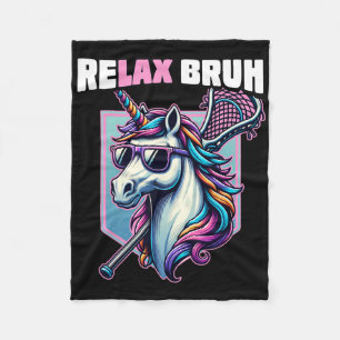 Relax Bro Bruh Funny Unicorn Lax Lacrosse Men Boys Fleece Blanket