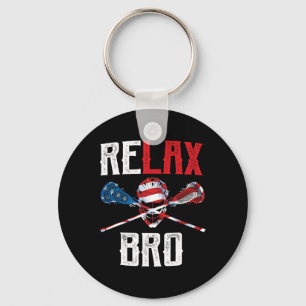 Relax Bro Lacrosse American Flag Lax Lacrosse Play Key Ring