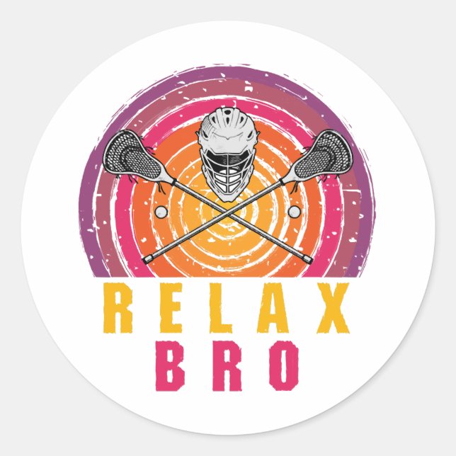 Relax Bro Lacrosse Classic Round Sticker (Front)
