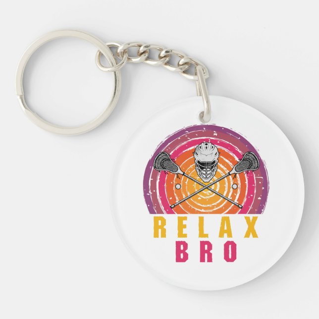 Relax Bro Lacrosse Key Ring (Front)