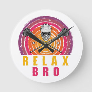 Relax Bro Lacrosse Round Clock