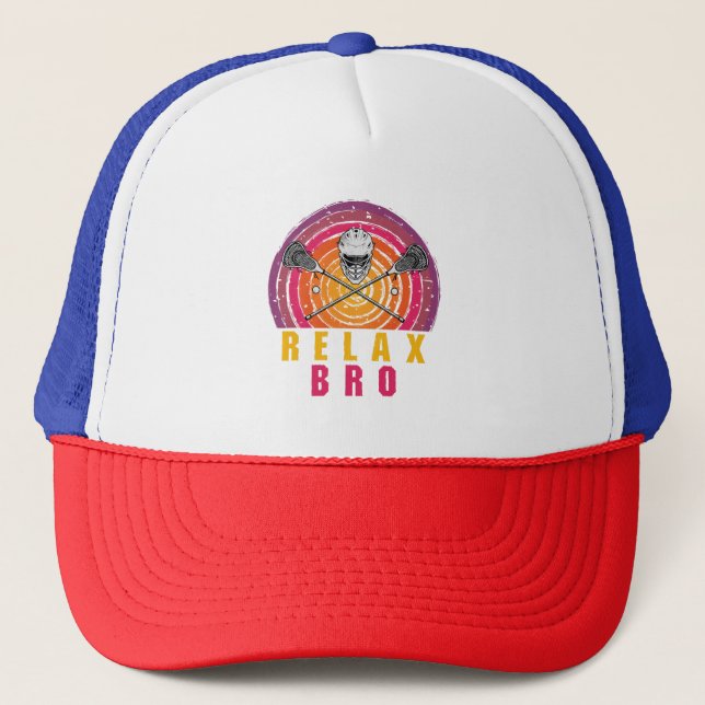 Relax Bro Lacrosse Trucker Hat (Front)