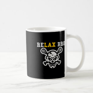 Relax Bro Lax Funny Lacrosse Skull Crossbones Coffee Mug