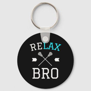 Relax Bro Lax Sticks Funny Lacrosse Gift - White  Key Ring