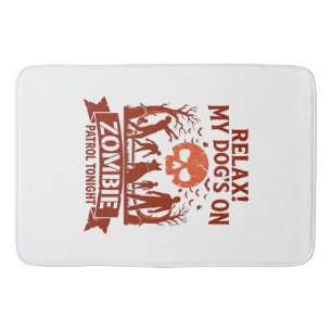 Relax Dog Zombie Patrol Tonight Halloween Skull_1 Bath Mat