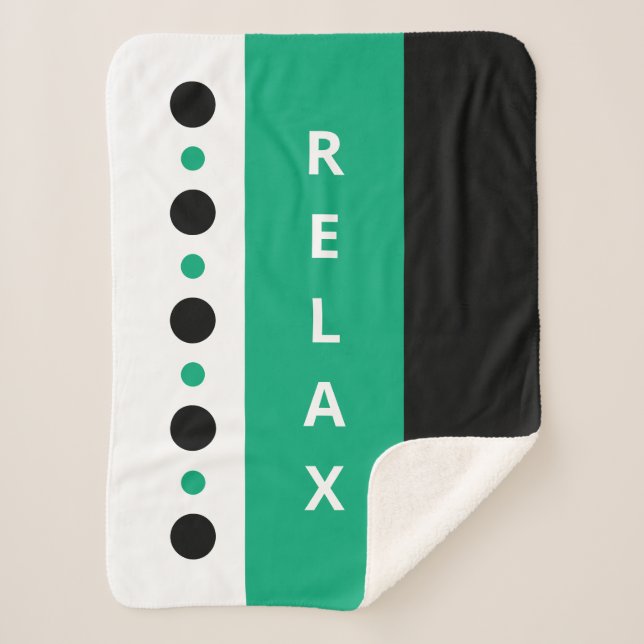 Relax dots stripes black green sherpa blanket (Front)