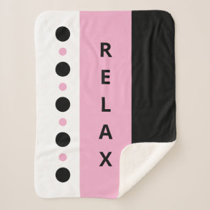 Relax dots stripes black pink sherpa blanket