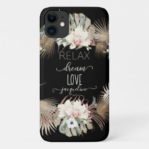 Relax Dream Love Tropical White Orchid Palm Leaves Case-Mate iPhone Case