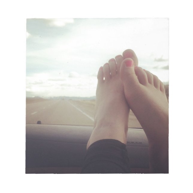 relax feet on the dashboard notepad (Front)