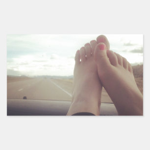 relax feet on the dashboard rectangular sticker