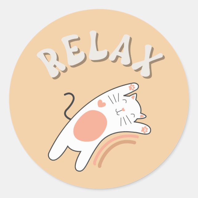 RELAX FUNNY CAT Classic Round Sticker (Front)