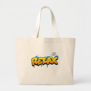 Relax Graffiti Street Art - Shaka Hang Loose Hand  Large Tote Bag