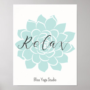 Relax Green White Yoga Quotes Zen Fitness Work Out Poster