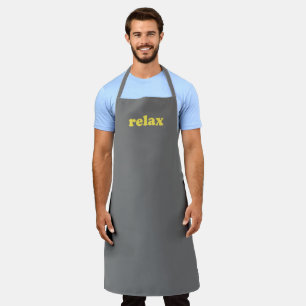 Relax grey yellow modern typography funny cool apron