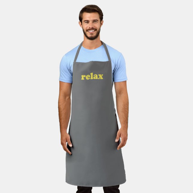 Relax grey yellow modern typography funny cool apron (Worn)