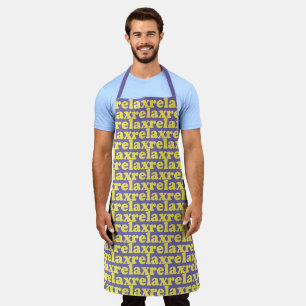 Relax grey yellow modern typography pattern funny apron