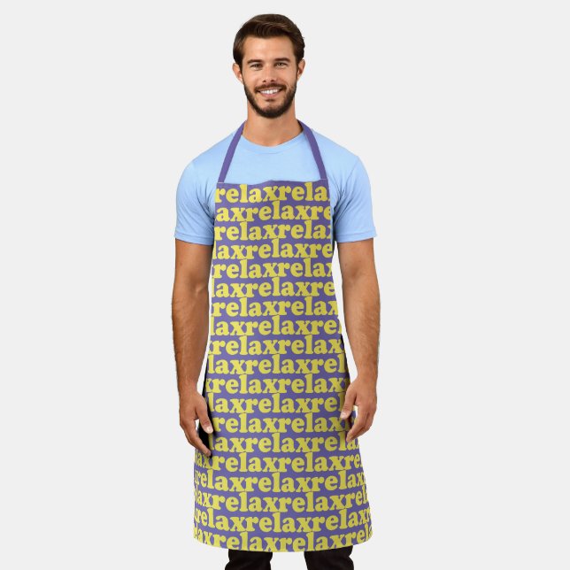Relax grey yellow modern typography pattern funny apron (Worn)