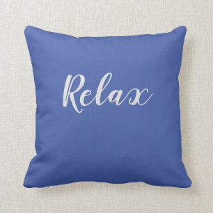 Relax hand writing on blue background cushion