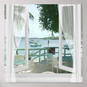 RELAX IN THE CARIBBEAN SEA BOATS SUN  POSTER