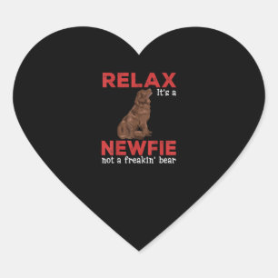 Relax its a newfie Cute newfoundland dog Heart Sticker