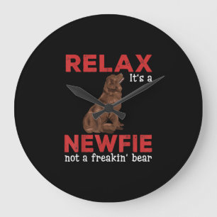 Relax its a newfie   Cute newfoundland dog Large Clock