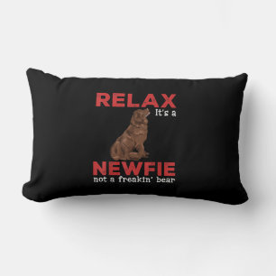 Relax its a newfie Cute newfoundland dog Lumbar Cushion